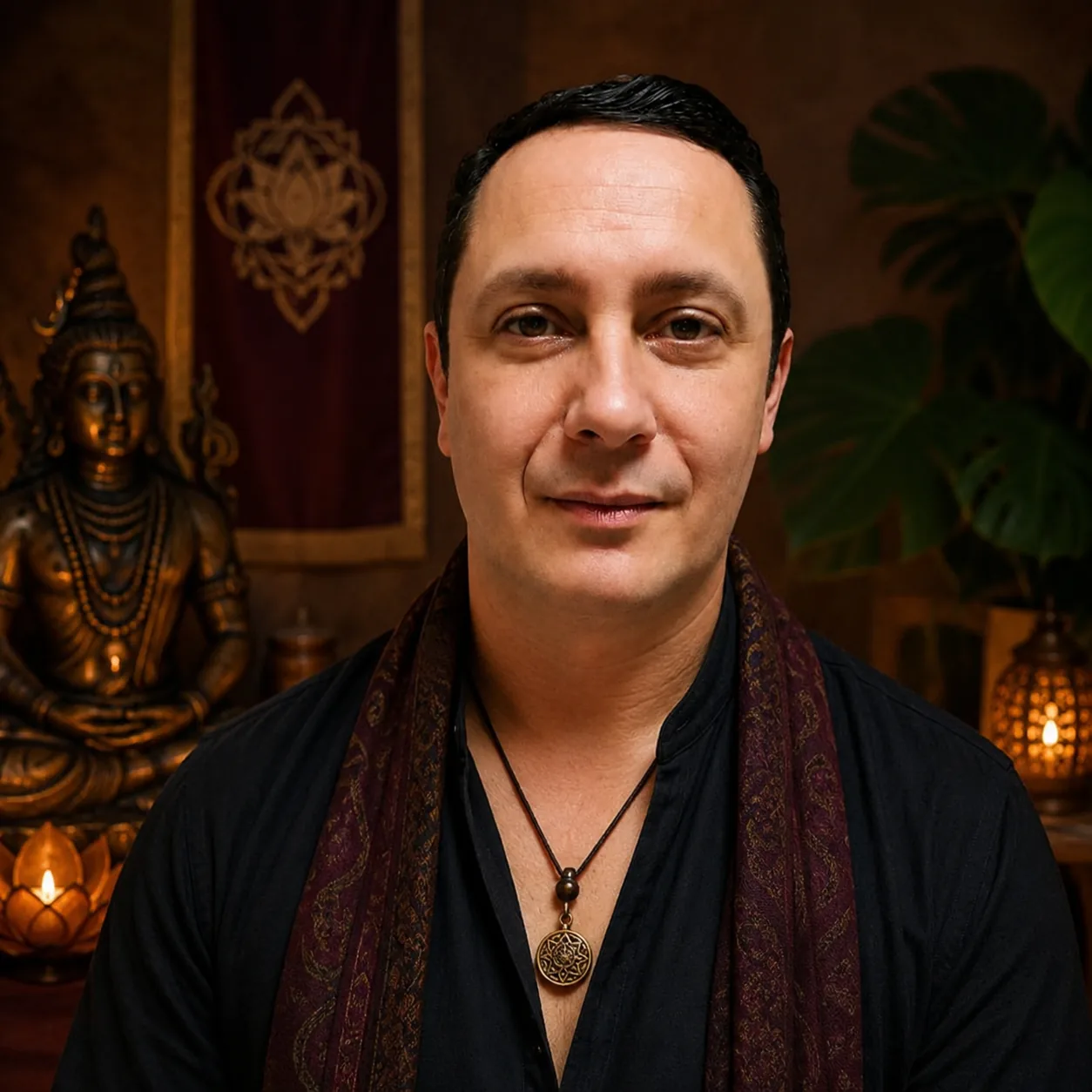 Daniel Carletti, terapeuta integrativo em São Paulo, em ambiente de meditação